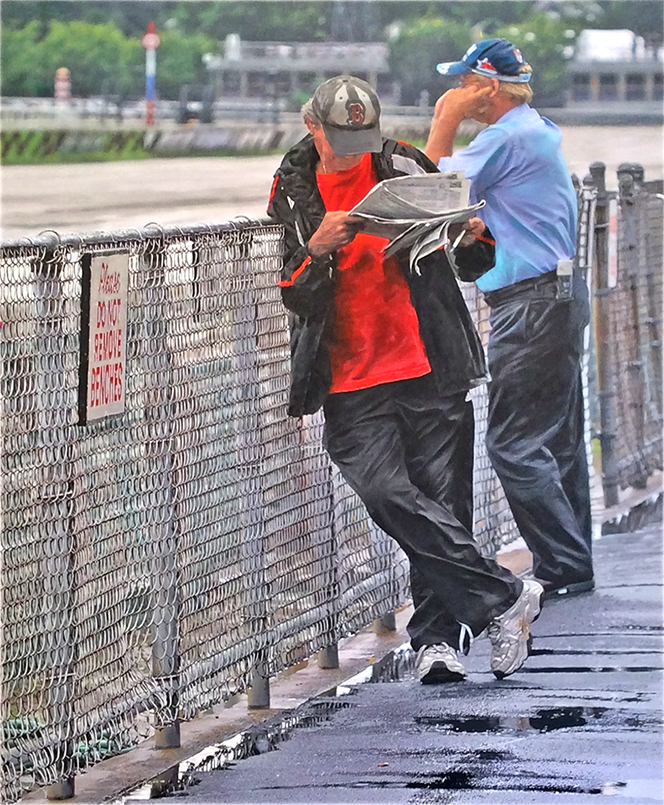 Photorealist Saratoga Racetrack painting Chalk Player by Denis Peterson